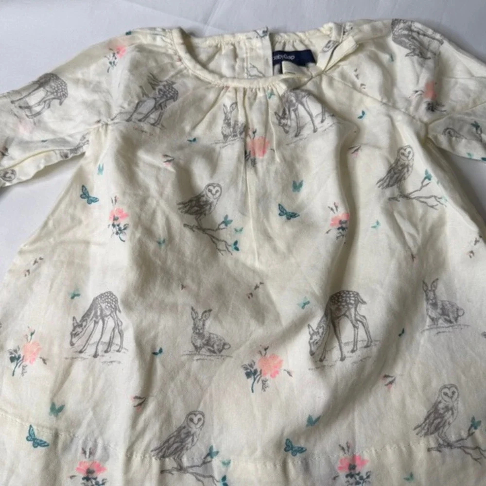 BabyGap‎ Woodland Animal Print Dress and Diaper Cover Set 0-3 Months Cream NWT